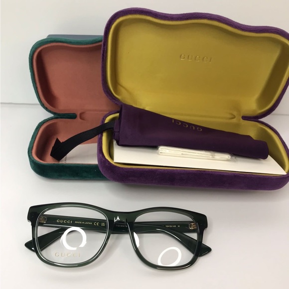 Authentic new Gucci GG0004ON 011 Translucent Green Square Men's Eyeglasses - Picture 3 of 8